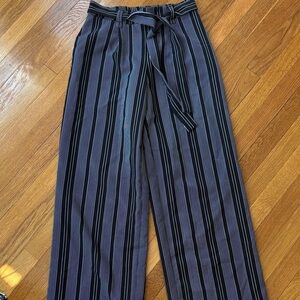 Black and White Striped Wide Leg Pants